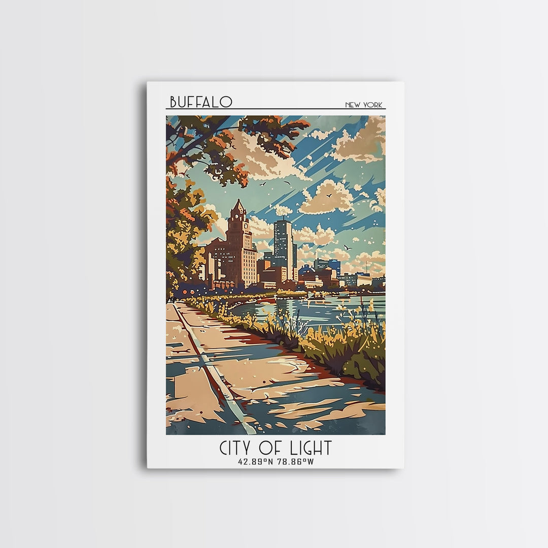 Buffalo New York Travel Poster, Canvas Print, City Art Print, Travel Wall Art, Vintage Travel Print, City Illustration, Poster Print