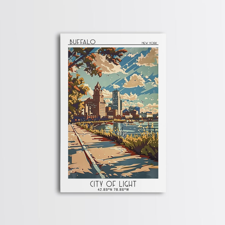 Buffalo New York Travel Poster, Canvas Print, City Art Print, Travel Wall Art, Vintage Travel Print, City Illustration, Poster Print