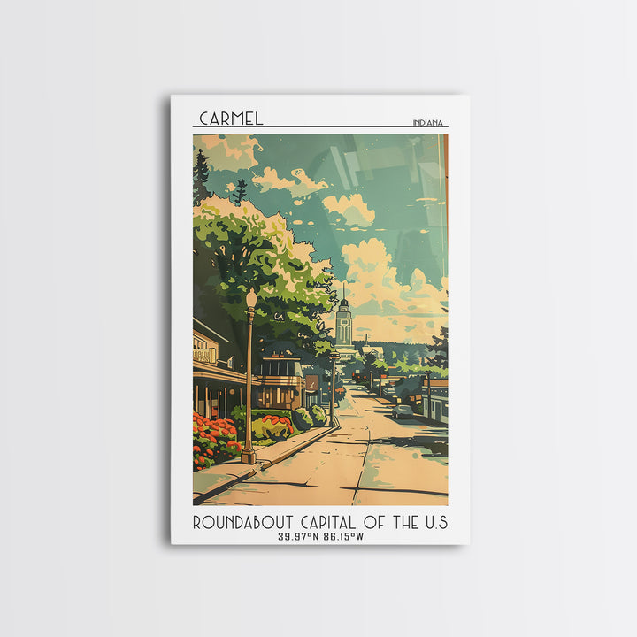 Carmel Travel Poster, Framed Canvas Print, Poster Print, Travel Wall Art, Travel Posters, Mid Century Wall Art, Watercolor Cityscape