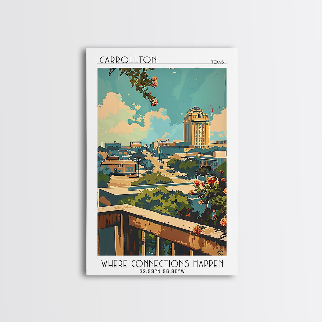 Carrollton Travel Poster, Framed Canvas Print, City Art Print, Travel Wall Art, Home Office Decor, City Wall Art, City Travel Poster