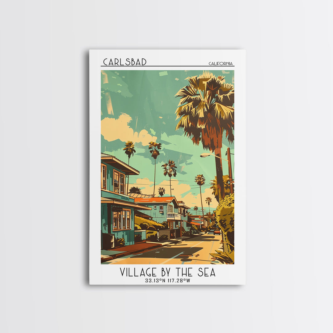 Carlsbad Travel Poster, Framed Canvas Print, City Travel Poster, Travel Wall Decor, Gallery Wall Set, Wall Art, Mid Century Wall Art
