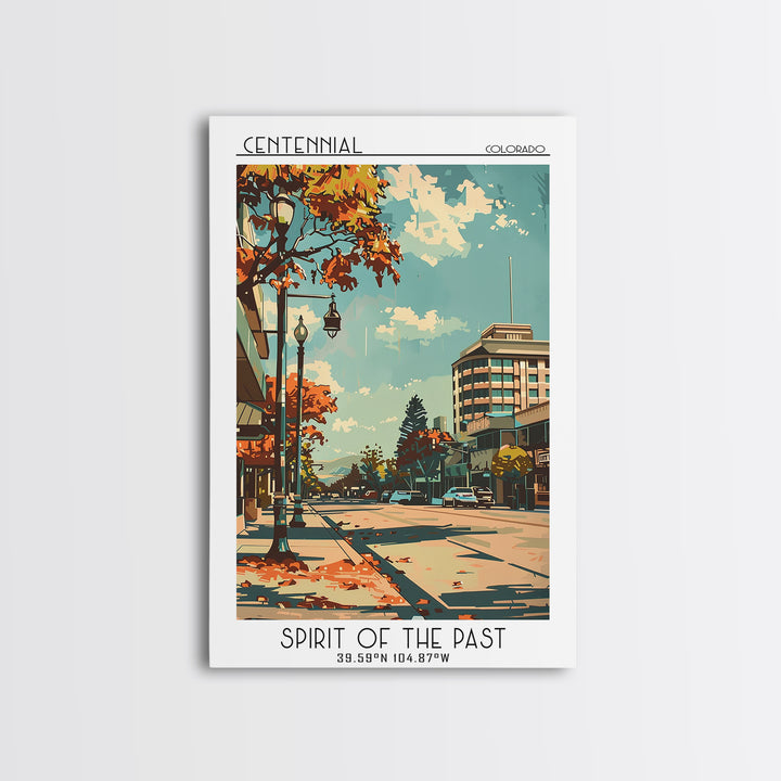 Centennial Colorado Travel Poster, Canvas Print, Retro Wall Art, Travel Print, Colorful Wall Art, Retro Travel Print, Travel Posters