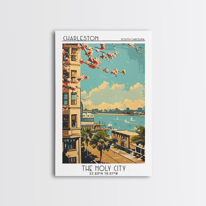 Charleston Travel Poster, Framed Canvas Print, City Travel Poster, Vintage City Poster, Gallery Wall Set, Poster Art, Travel Posters