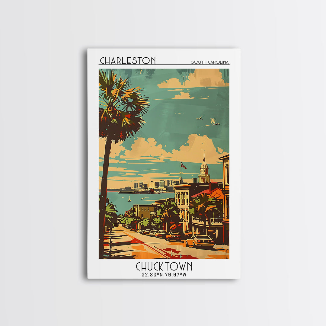 Charleston South Carolina Travel Poster, Canvas Print, City Art Print, Travel Wall Art, City Travel Poster, Vintage Poster, Wall Art