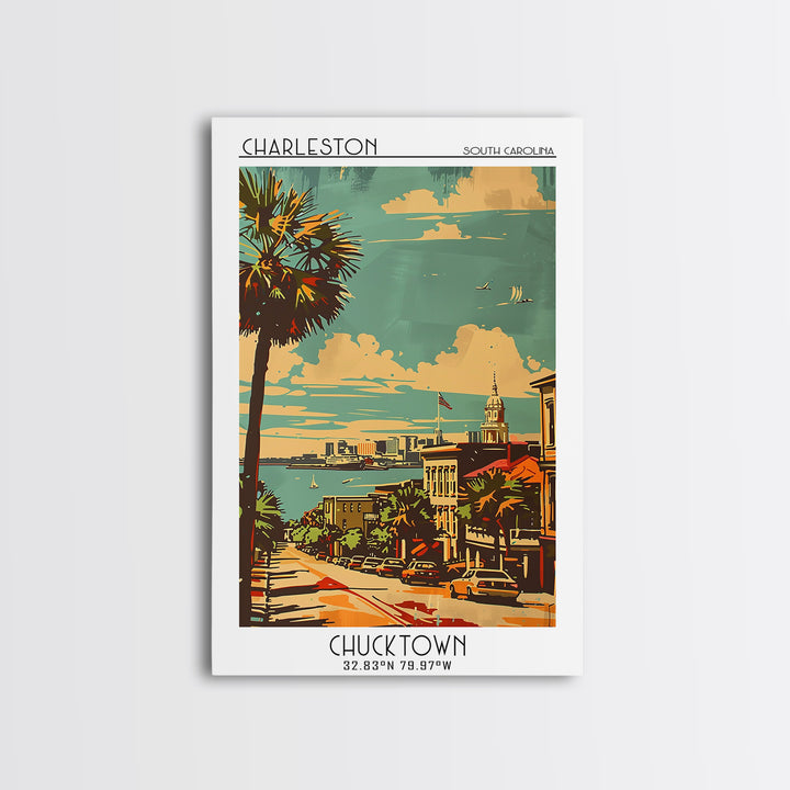Charleston South Carolina Travel Poster, Canvas Print, City Art Print, Travel Wall Art, City Travel Poster, Vintage Poster, Wall Art