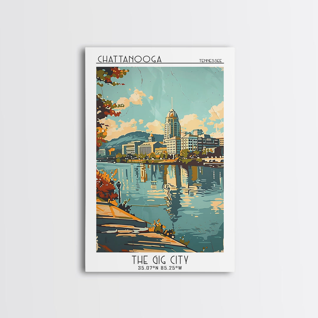 Chattanooga Tennessee Travel Poster, Framed Canvas Print, Travel Wall Decor, Minimalist Poster, City Travel Poster, Travel Art Print
