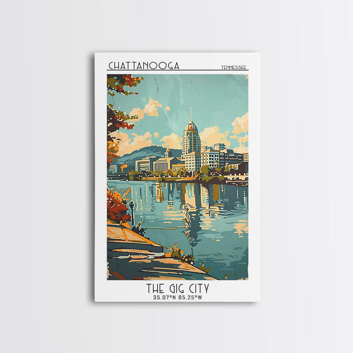 Chattanooga Tennessee Travel Poster, Framed Canvas Print, Travel Wall Decor, Minimalist Poster, City Travel Poster, Travel Art Print