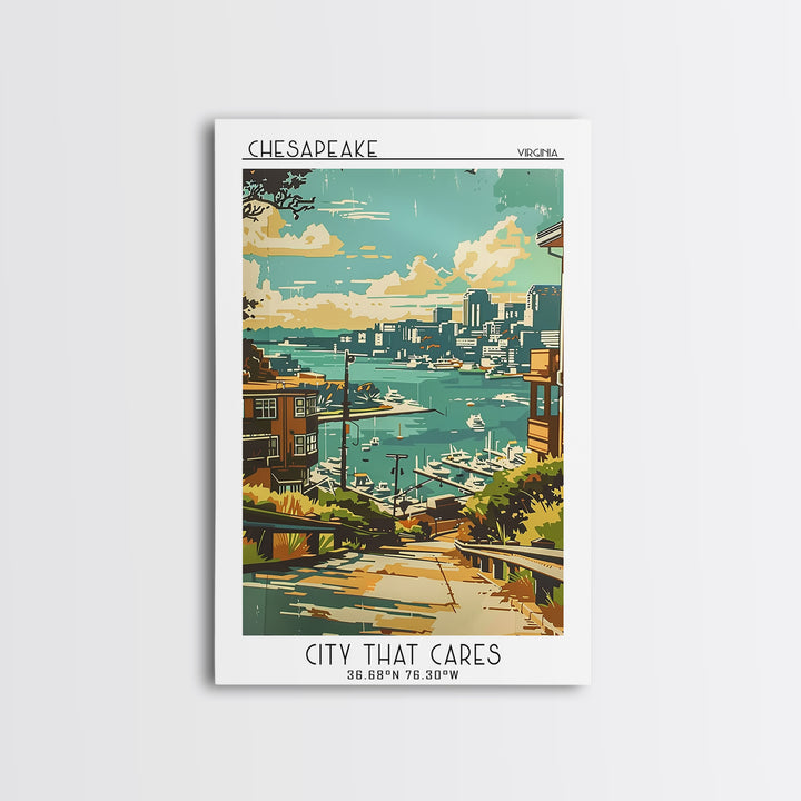 Chesapeake Travel Poster, Framed Canvas Print, Vintage Travel Print, City Wall Art, Fine Art Print, Vintage Travel, Gallery Wall Set