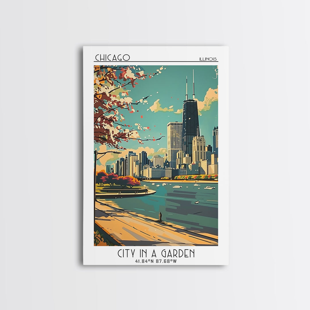 Chicago Illinois Travel Poster, Canvas Print, City Travel Poster, Vintage City Poster, Poster Print, City Wall Art, Gallery Wall Set