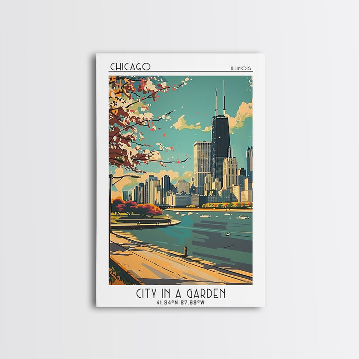 Chicago Illinois Travel Poster, Canvas Print, City Travel Poster, Vintage City Poster, Poster Print, City Wall Art, Gallery Wall Set