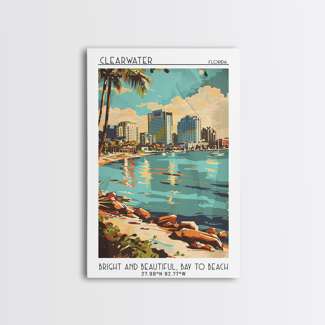 Clearwater Travel Poster, Canvas Print, Travel Art Print, Modern Wall Decor, Travel Wall Art, Home Decor, Travel Decor, Poster Print