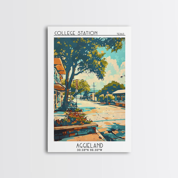 College Station Travel Poster, Framed Canvas Print, Poster Print, Travel Wall Art, Fine Art Print, City Travel Poster, Landscape Art