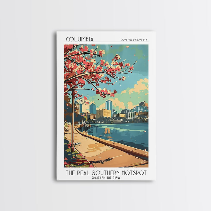 Columbia South Carolina Travel Poster, Canvas Print, City Travel Poster, Travel Wall Decor, Fine Art Print, Art Print, Landscape Art