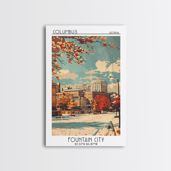 Columbus Travel Poster, Framed Canvas Print, Retro Wall Art, Travel Print, Poster Print, Wall Art, City Travel Poster, City Wall Art