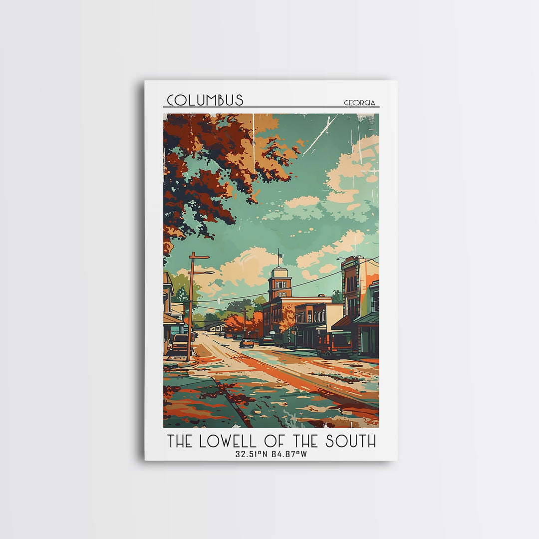 Columbus Georgia Travel Poster, Framed Canvas Print, City Travel Poster, Travel Wall Decor, Travel Prints, Fine Art Print, Art Print