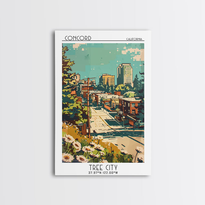 Concord Travel Poster, Framed Canvas Print, City Art Print, Travel Wall Art, Fine Art Print, City Travel Poster, Retro Travel Poster