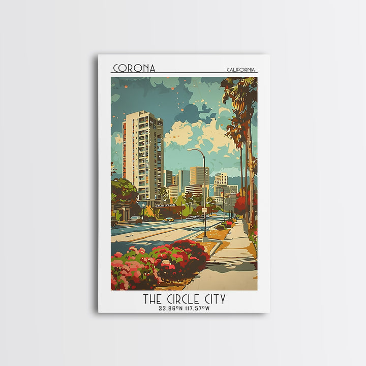 Corona California Travel Poster, Canvas Print, City Art Print, Travel Wall Art, Travel Wall Decor, Modern Wall Decor, Fine Art Print