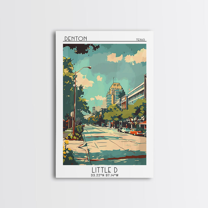 Denton Texas Travel Poster, Framed Canvas Print, City Travel Poster, Travel Wall Art, Poster Print, Fine Art Print, Travel Art Print