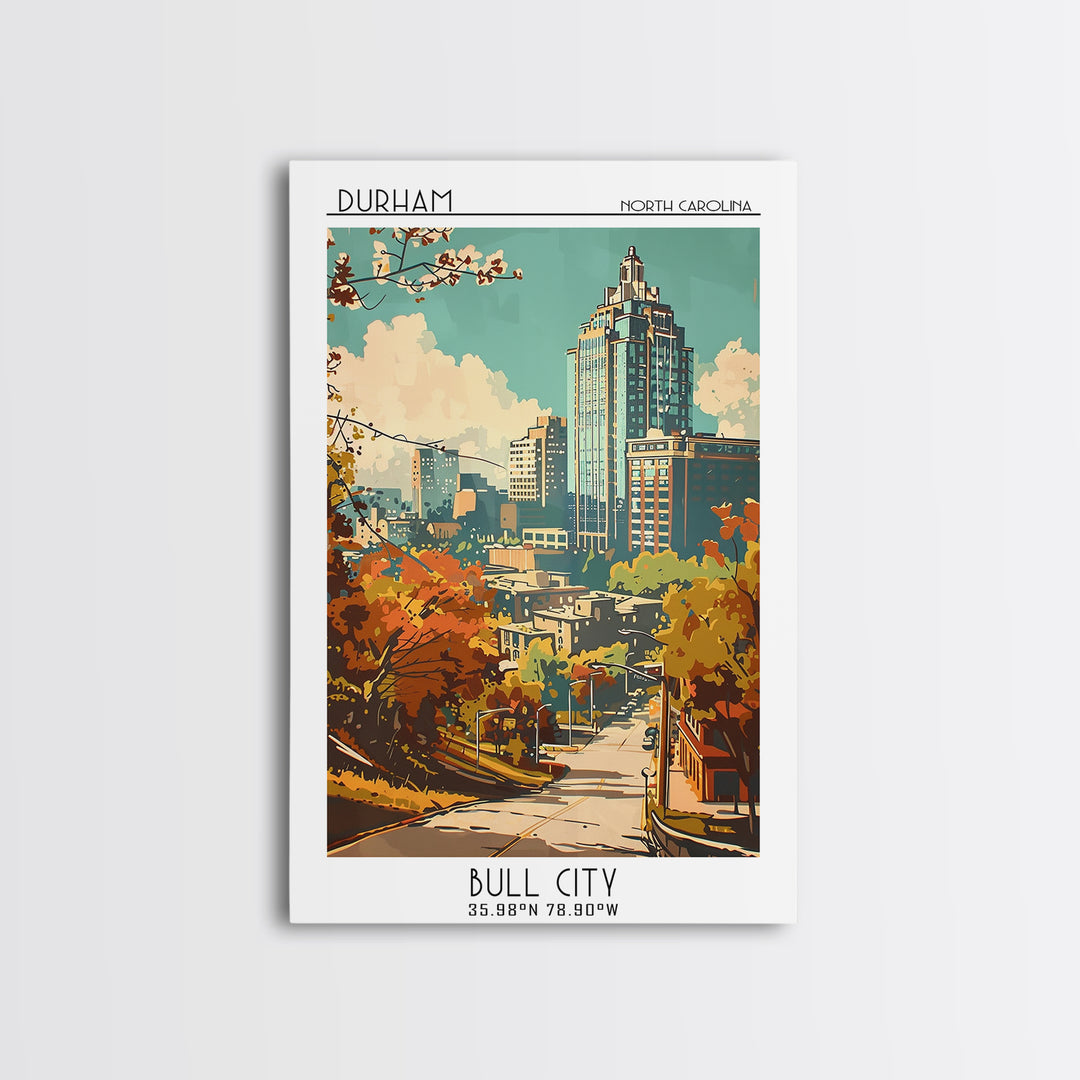 Durham North Carolina Travel Poster, Canvas Print, City Art Print, Travel Wall Art, Travel Posters, City Illustration, City Wall Art