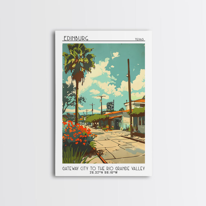 Edinburg Travel Poster, Framed Canvas Print, Retro Travel Poster, City Wall Art, City Illustration, Minimalist Poster, Travel Prints