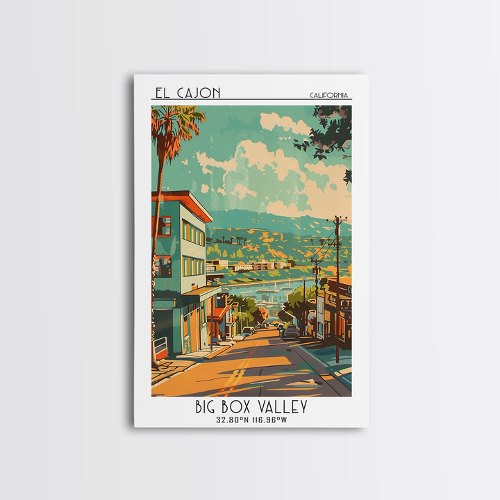 El Cajon Travel Poster, Framed Canvas Print, Poster Print, Travel Wall Art, Home Office Decor, City Travel Poster, City Illustration