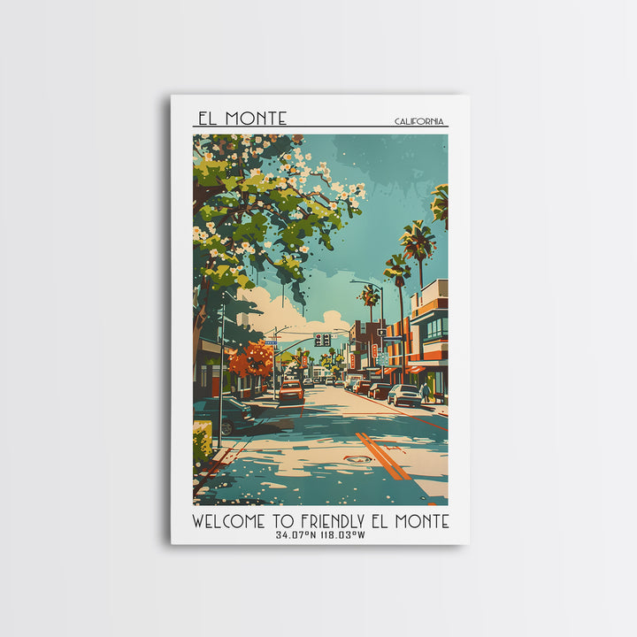 El Monte Travel Poster, Canvas Print, City Travel Poster, Travel Wall Decor, Landscape Art, City Wall Art, Fine Art Print, Art Print