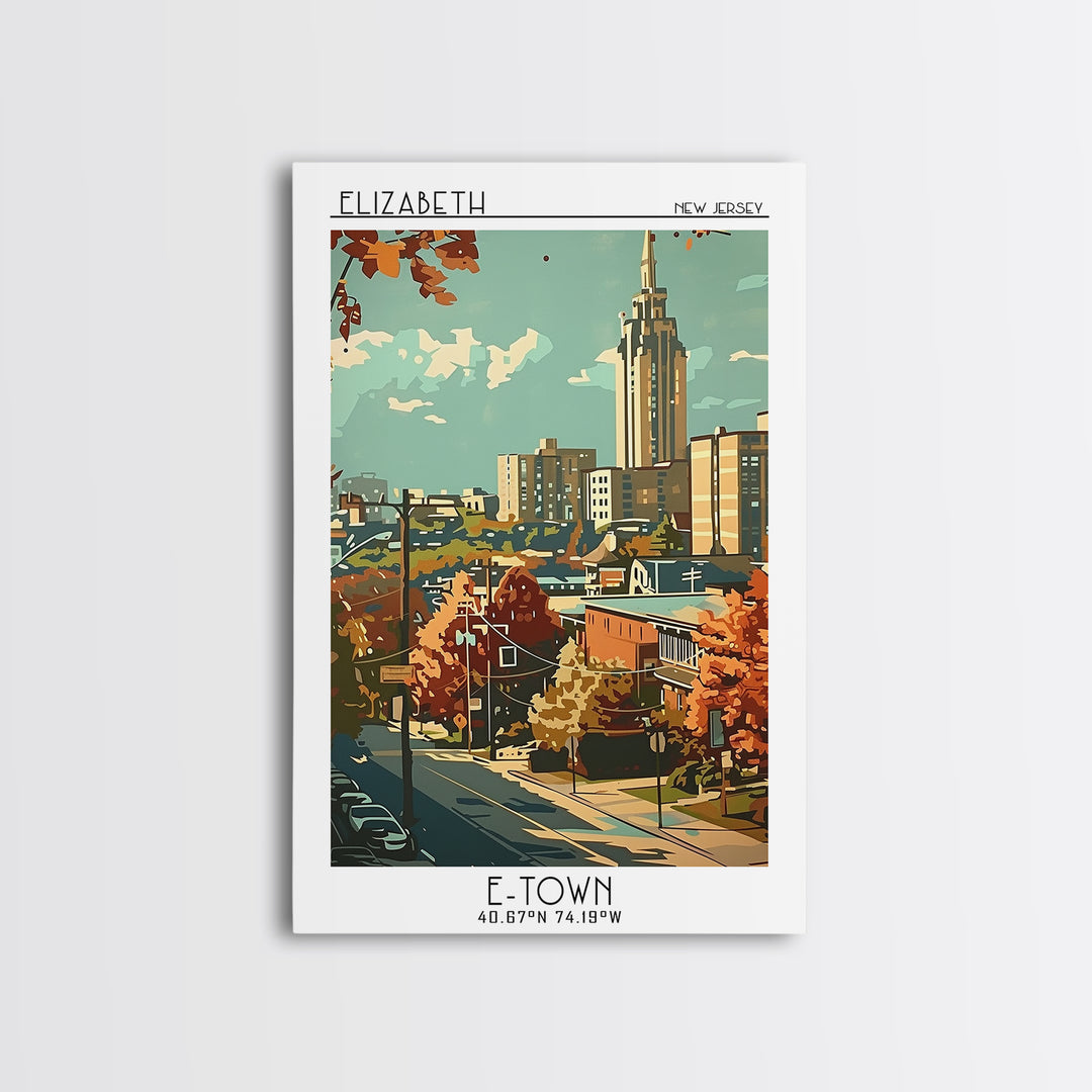 Elizabeth Travel Poster, Framed Canvas Print, City Travel Poster, Vintage City Poster, Retro Wall Art, Vintage Travel, Travel Prints