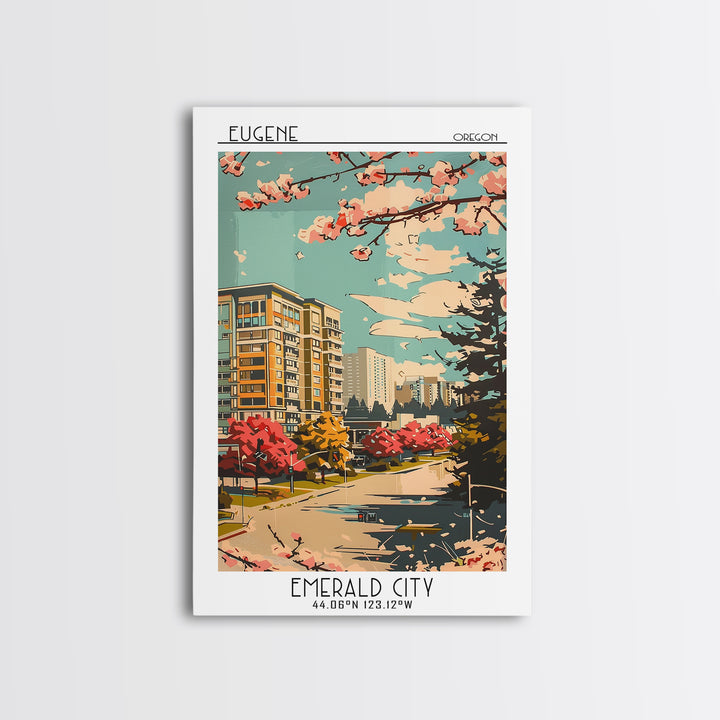 Eugene Travel Poster, Framed Canvas Print, City Travel Poster, Vintage City Poster, Landscape Art, Gallery Wall Set, Wanderlust Gift