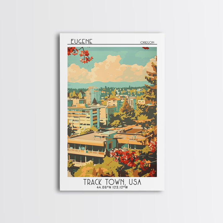 Eugene Oregon Travel Poster, Canvas Print, City Travel Poster, Travel Wall Decor, Wanderlust Gift, Travel Wall Art, Gallery Wall Set