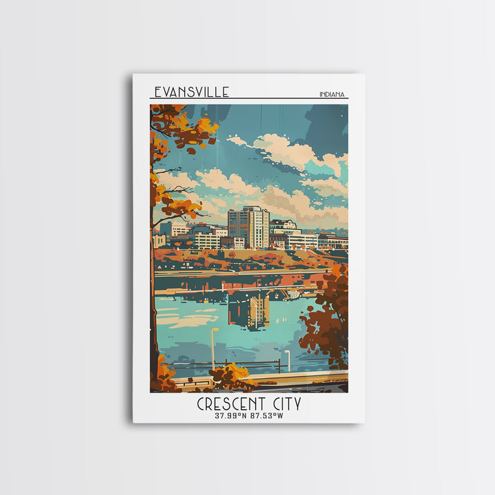 Evansville Indiana Travel Poster, Canvas Print, Travel Wall Decor, Minimalist Poster, Landscape Art, Travel Wall Art, Fine Art Print