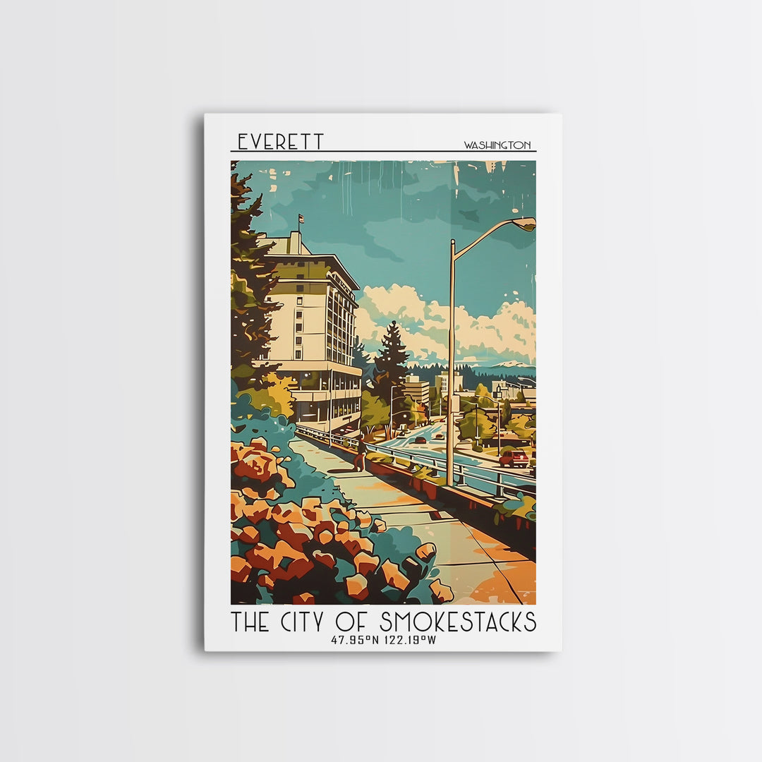 Everett Travel Poster, Canvas Print, Poster Print, Travel Wall Art, Gallery Wall Set, Retro Travel Poster, Art Print, City Art Print