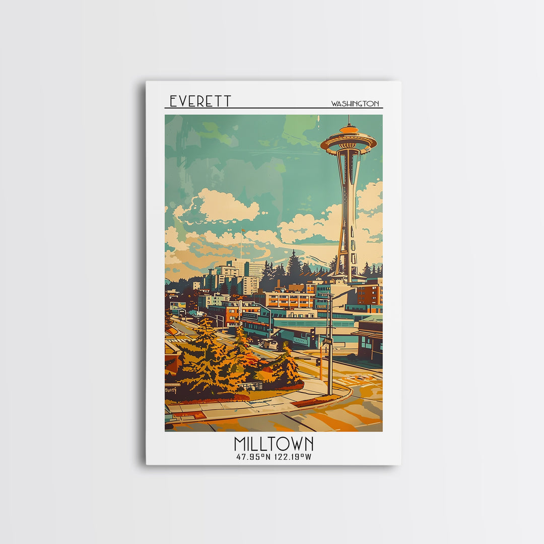 Everett Washington Travel Poster, Canvas Print, City Travel Poster, Travel Wall Decor, Wanderlust Gift, Landscape Art, Travel Prints