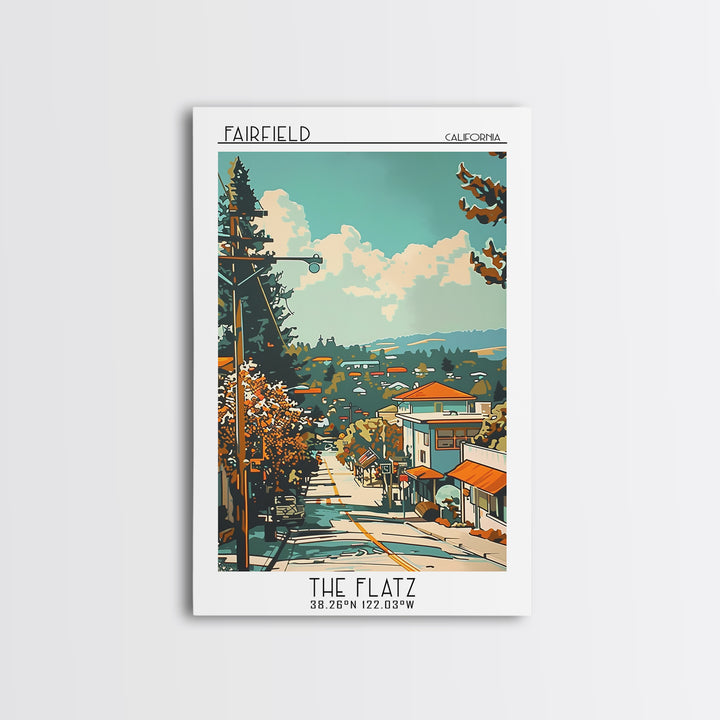 Fairfield California Travel Poster, Framed Canvas Print, City Travel Poster, Travel Wall Decor, Retro Travel Print, Travel Art Print