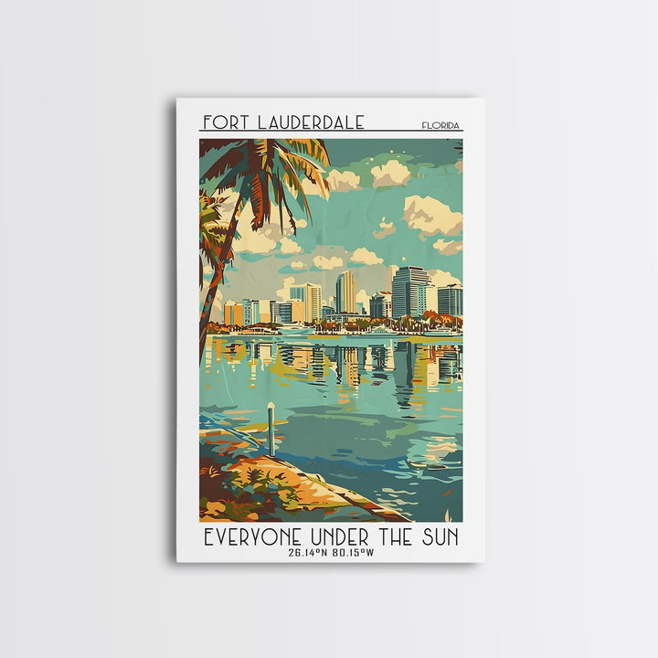 Fort Lauderdale Florida Travel Poster, Framed Canvas Print, Travel Wall Decor, Minimalist Poster, Gallery Wall Set, Travel Art Print