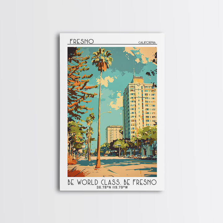 Fresno Travel Poster, Framed Canvas Print, Poster Print, Travel Wall Art, City Travel Poster, Travel Print, Travel Posters, Wall Art