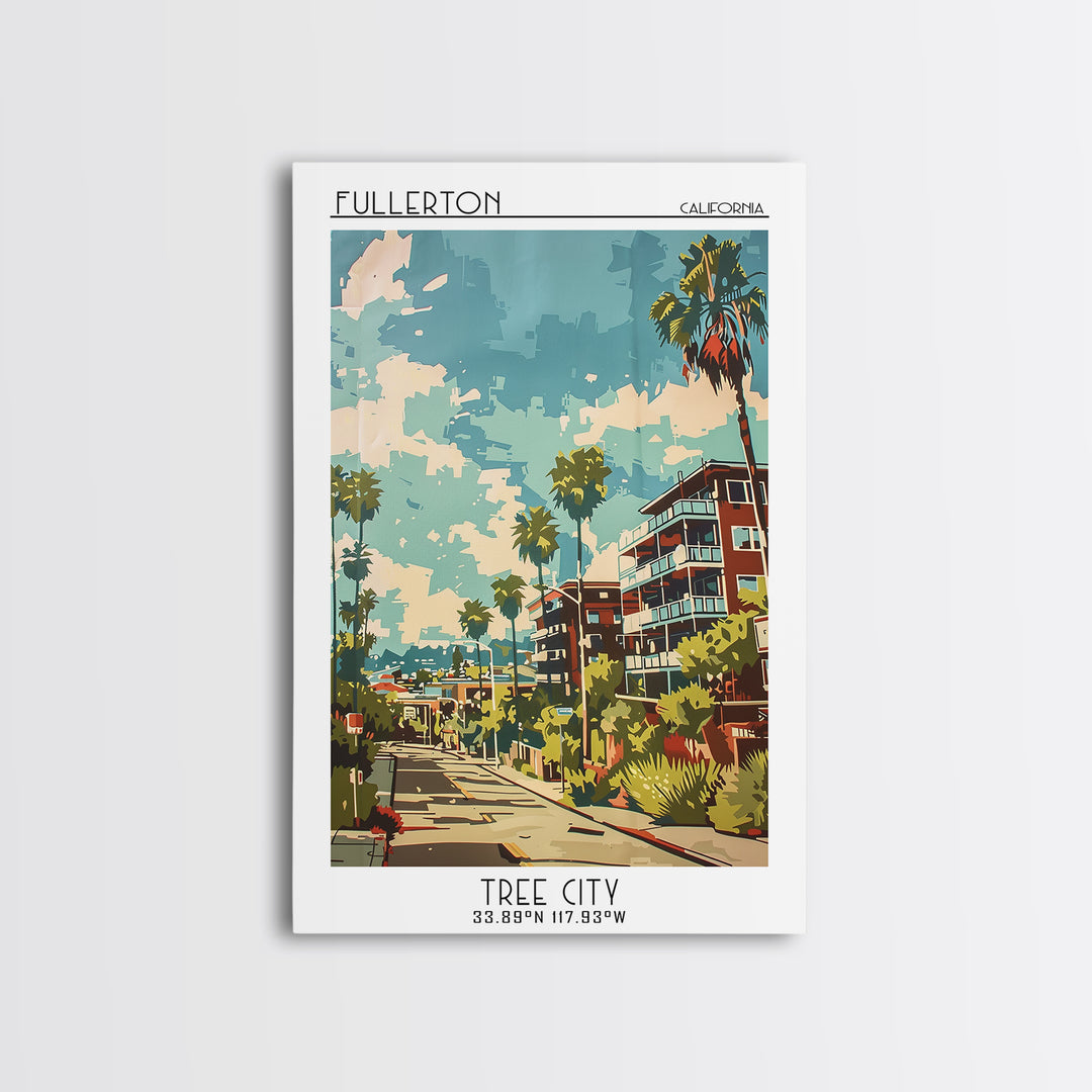 Fullerton Travel Poster, Canvas Print, City Travel Poster, Vintage City Poster, Minimalist Poster, Retro Travel Print, City Wall Art