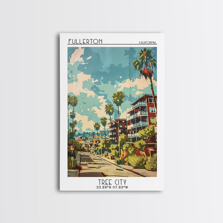 Fullerton Travel Poster, Canvas Print, City Travel Poster, Vintage City Poster, Minimalist Poster, Retro Travel Print, City Wall Art