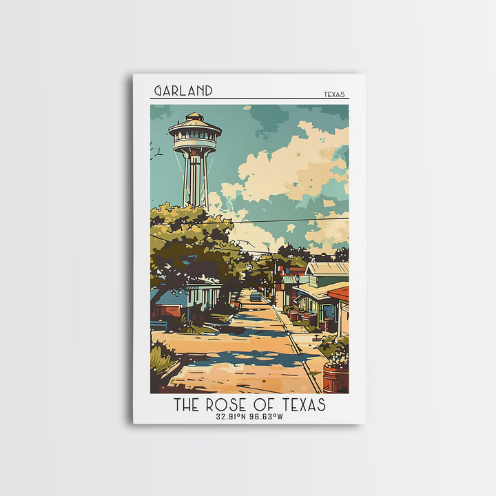 Garland Travel Poster, Framed Canvas Print, Travel Wall Decor, Minimalist Poster, Travel Art Print, Gallery Wall Set, Retro Wall Art