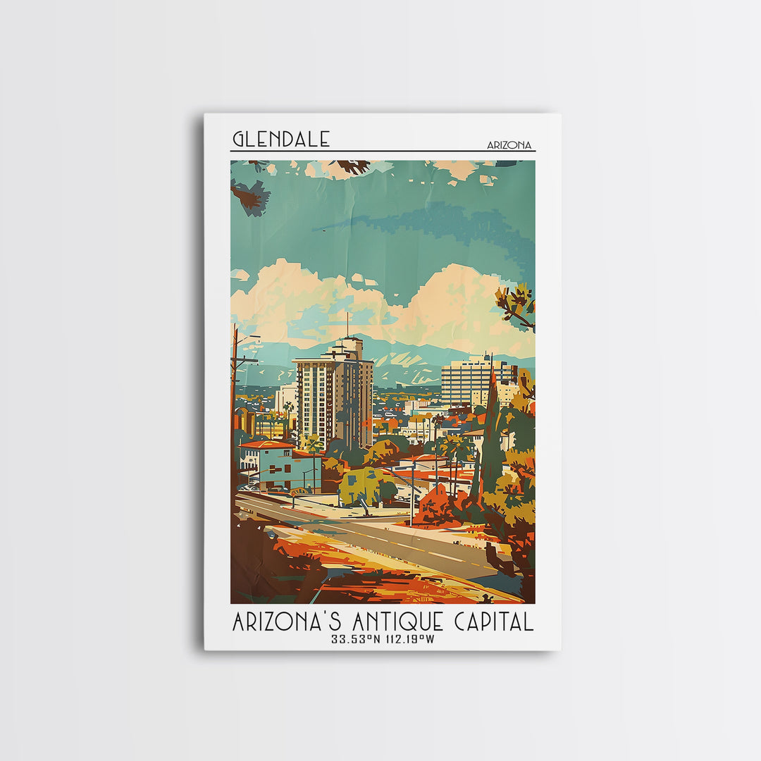 Glendale Arizona Travel Poster, Framed Canvas Print, Poster Print, Travel Wall Art, Minimalist Poster, Travel Prints, Fine Art Print