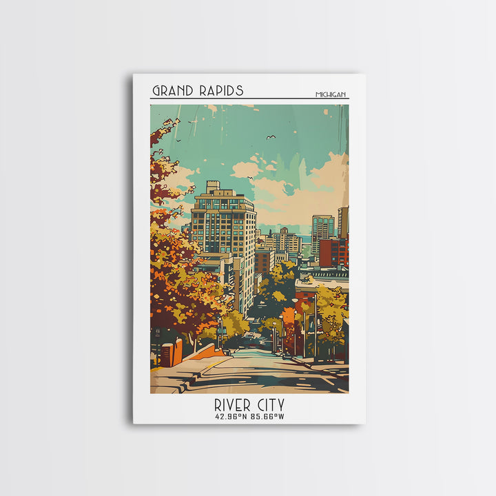 Grand Rapids Travel Poster, Canvas Print, City Art Print, Travel Wall Art, Vintage Travel, Art Print, Retro Wall Art, Fine Art Print