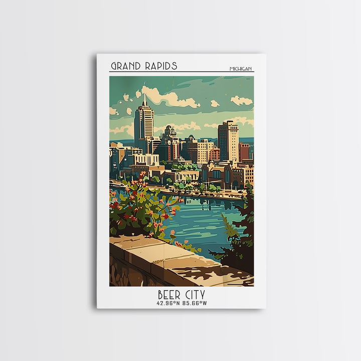 Grand Rapids Michigan Travel Poster, Canvas Print, City Travel Poster, Travel Wall Decor, Retro Travel Print, Travel Decor, Wall Art