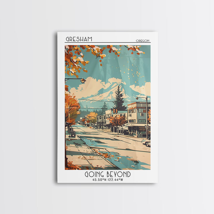 Gresham Oregon Travel Poster, Canvas Print, Poster Print, Travel Wall Art, Retro Travel Poster, Living Room Wall Art, Retro Wall Art