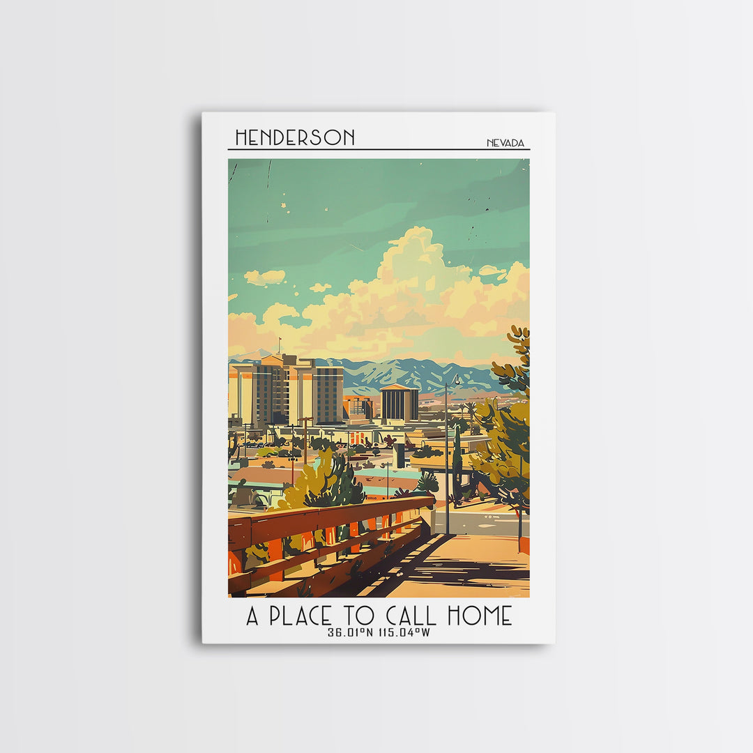 Henderson Nevada Travel Poster, Canvas Print, City Travel Poster, Vintage City Poster, Poster Print, Landscape Art, Gallery Wall Set