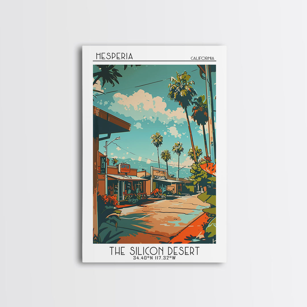 Hesperia Travel Poster, Framed Canvas Print, Travel Art Print, Modern Wall Decor, Travel Print, City Illustration, Minimalist Poster