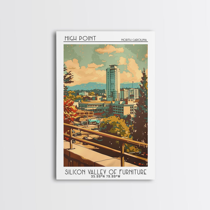High Point Travel Poster, Framed Canvas Print, Travel Art Print, Modern Wall Decor, Retro Travel Poster, Wall Art, Travel Wall Decor