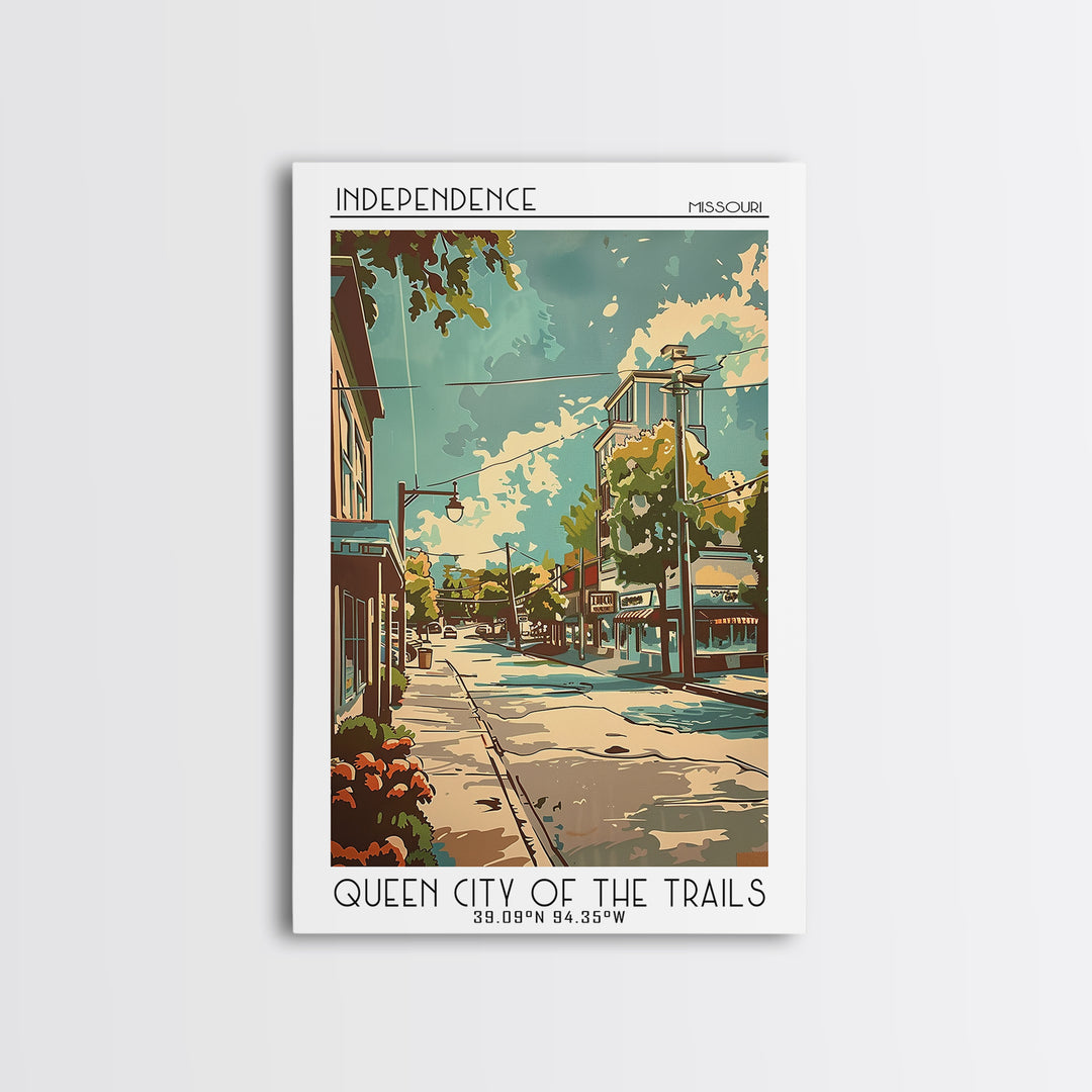 Independence Missouri Travel Poster, Framed Canvas Print, Retro Wall Art, Travel Print, City Wall Art, Wanderlust Gift, Poster Print