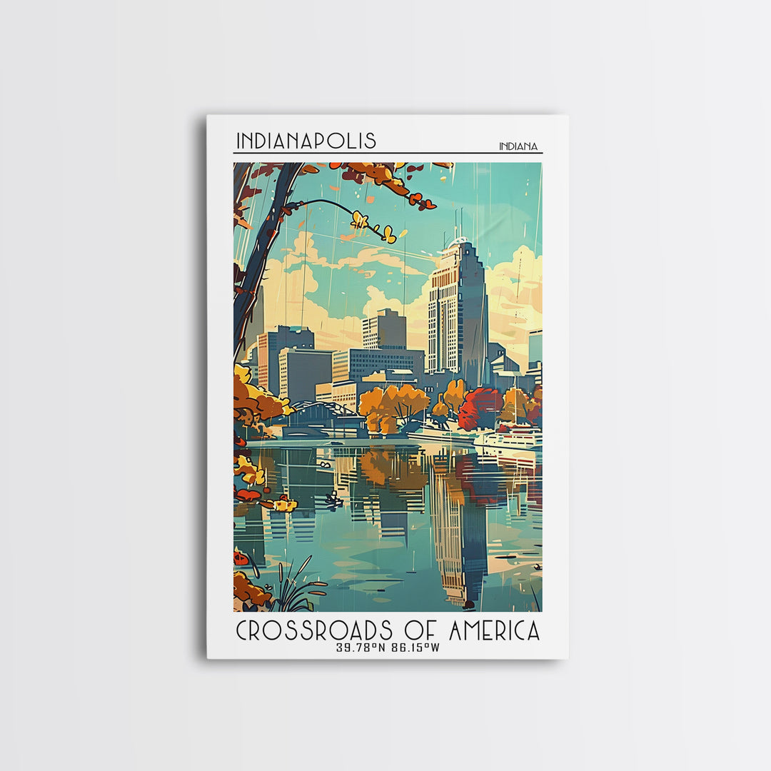 Indianapolis Travel Poster, Framed Canvas Print, Retro Wall Art, Travel Print, Travel Wall Art, Minimalist Poster, Modern Wall Decor