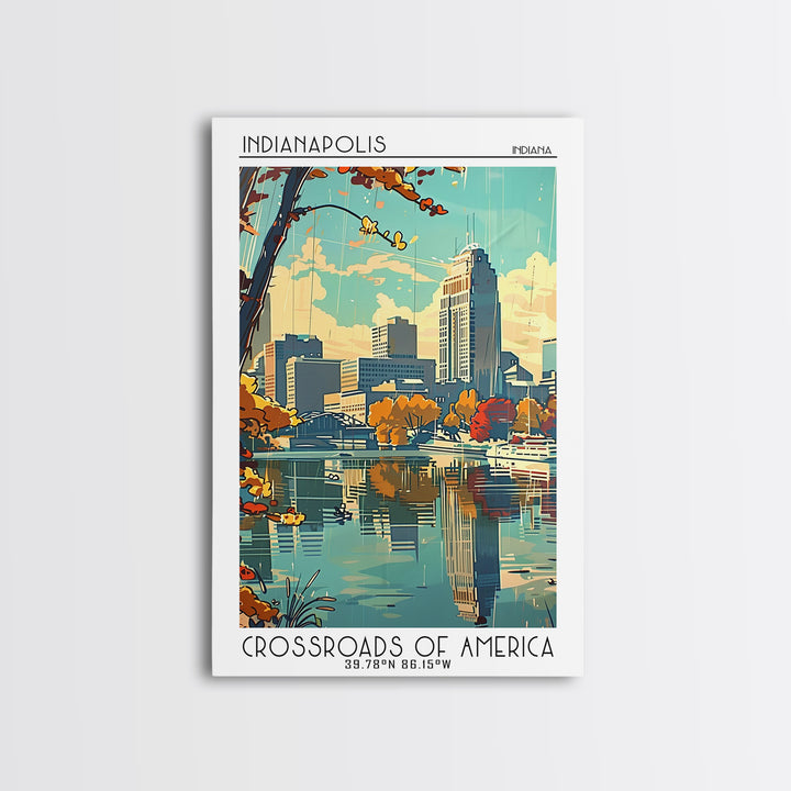 Indianapolis Travel Poster, Framed Canvas Print, Retro Wall Art, Travel Print, Travel Wall Art, Minimalist Poster, Modern Wall Decor