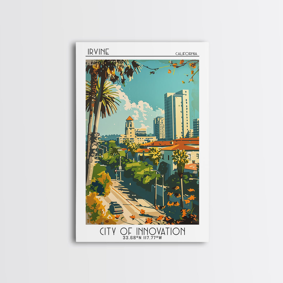 Irvine Travel Poster, Framed Canvas Print, City Travel Poster, Travel Wall Art, Poster Art, Mid Century Wall Art, Retro Travel Print