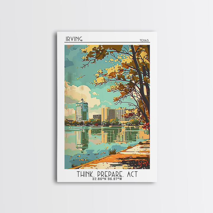 Irving Texas Travel Poster, Framed Canvas Print, City Art Print, Travel Wall Art, Gallery Wall Set, City Travel Poster, Travel Decor